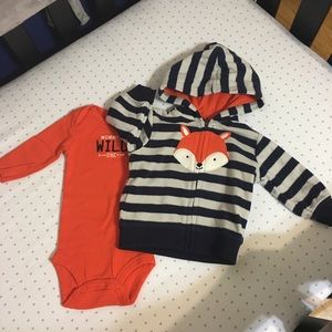 Carter’s wild about Mommy fox zip up and onesie